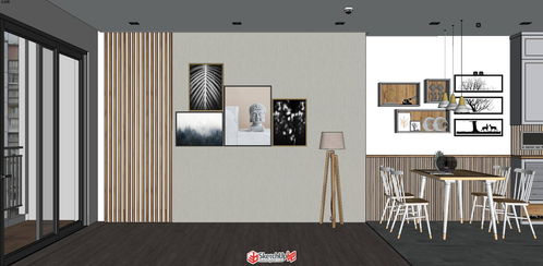 一个现代简洁风公寓室内设计 SU模型库精品区 SketchUp吧 SketchUp中文门户网站