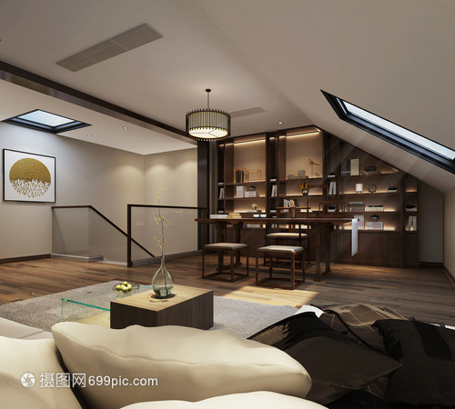新中式风格茶室室内设计效果图